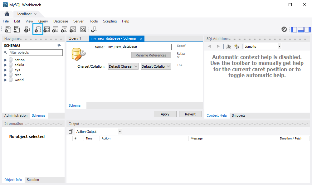 使用工作台创建数据库架构