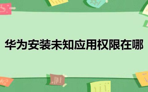 华为安装未知应用权限在哪