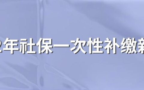 2022年社保一次性补缴新规定政策 一次性补缴社保有什么条件