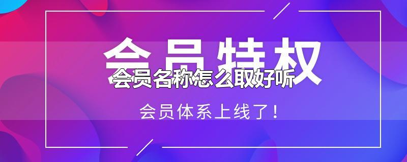 会员名称怎么取好听