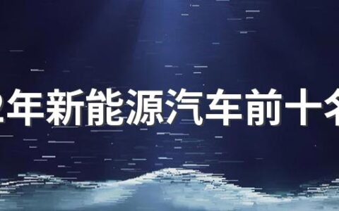 2022年新能源汽车前十名品牌